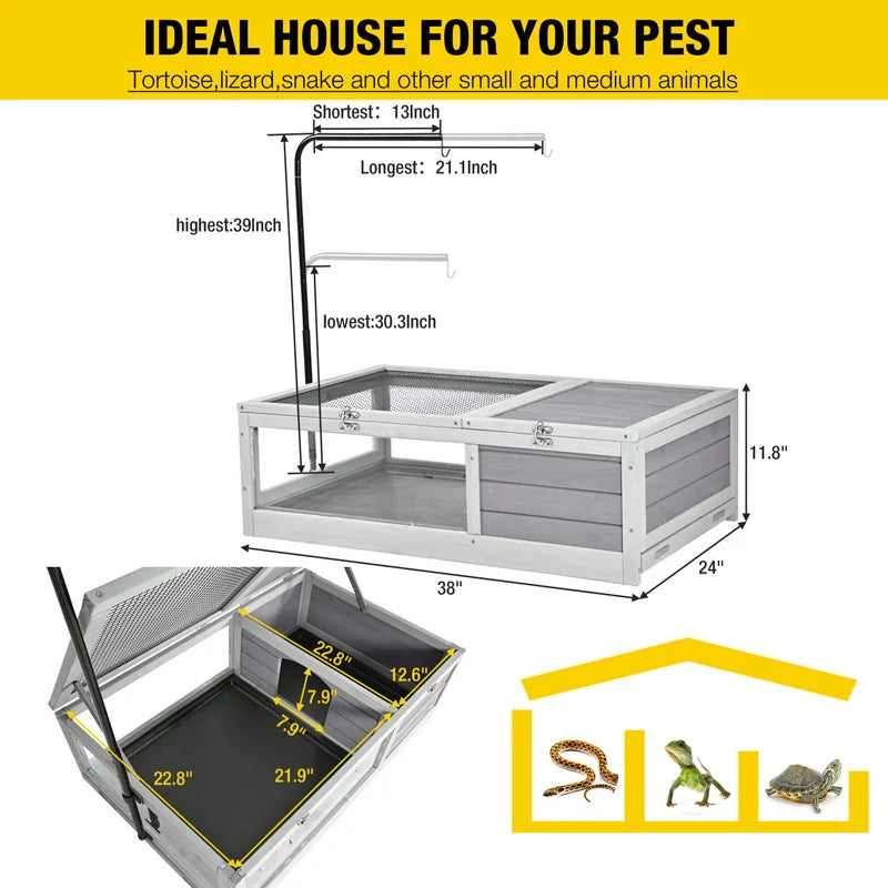 Wooden Tortoise Habitat Reptile Cage With Removable Trays