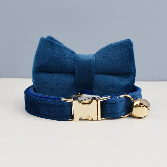 Cute Bowknot Cat Collar With Bell Engraving ID Tag Nameplate Personalization