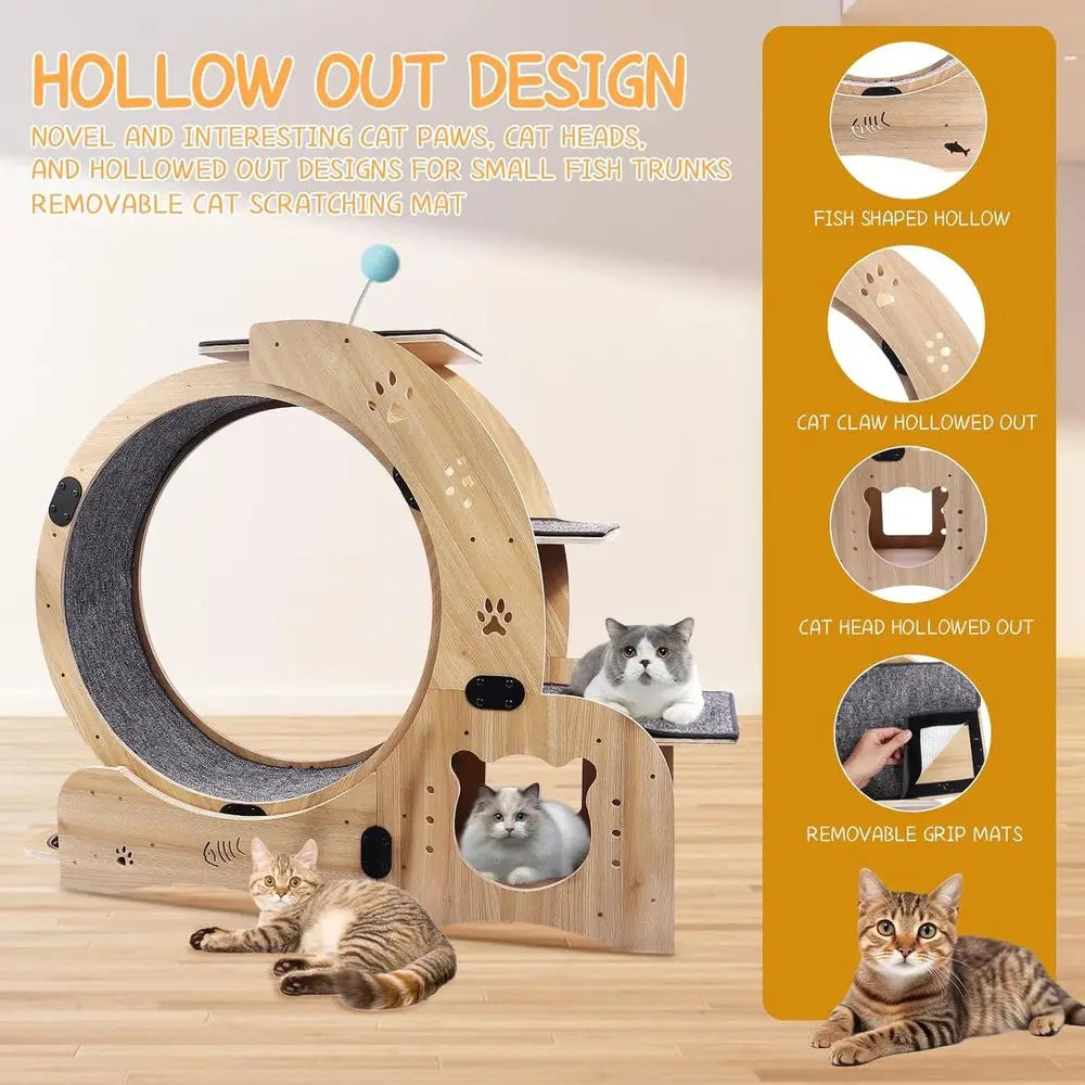 Six-In-One Cat Activity Center With Wheel Bed Scratcher Climbing Toys