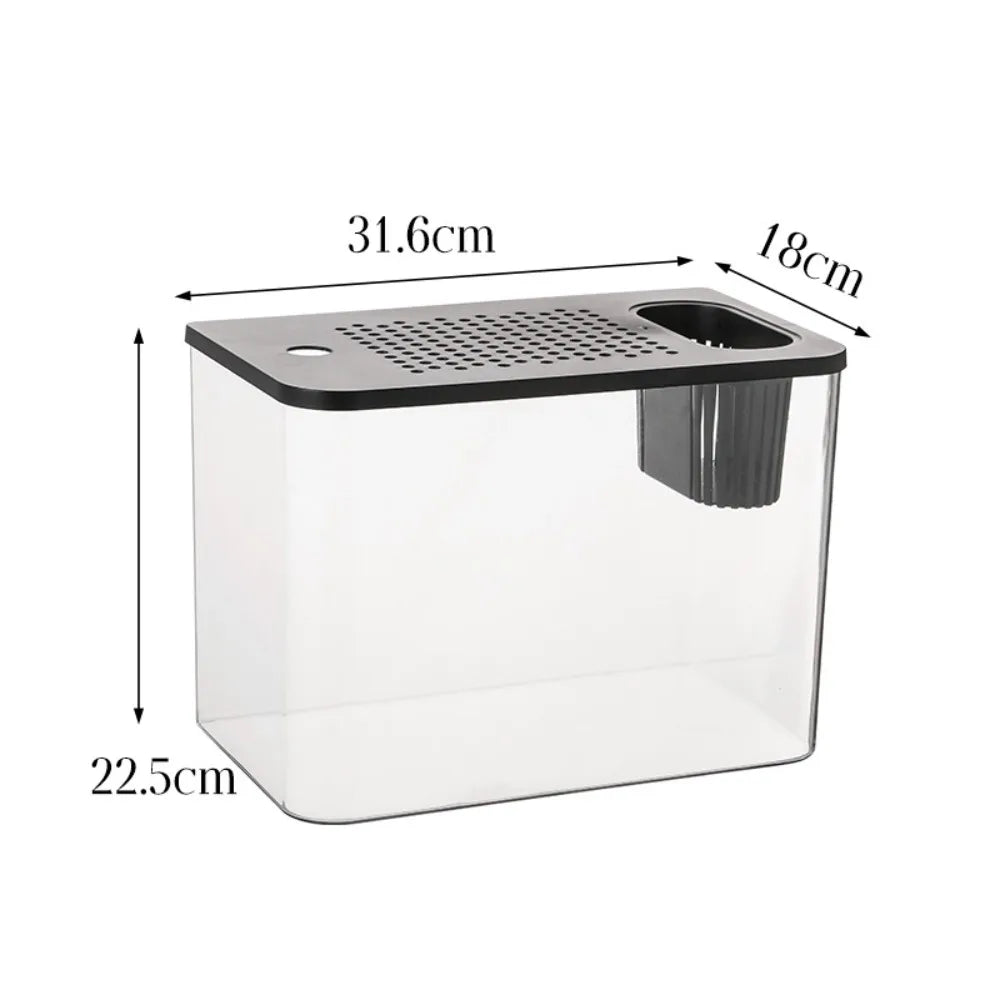 Pet ABS Fish Tank With Lid Transparent Hydroponic Tank
