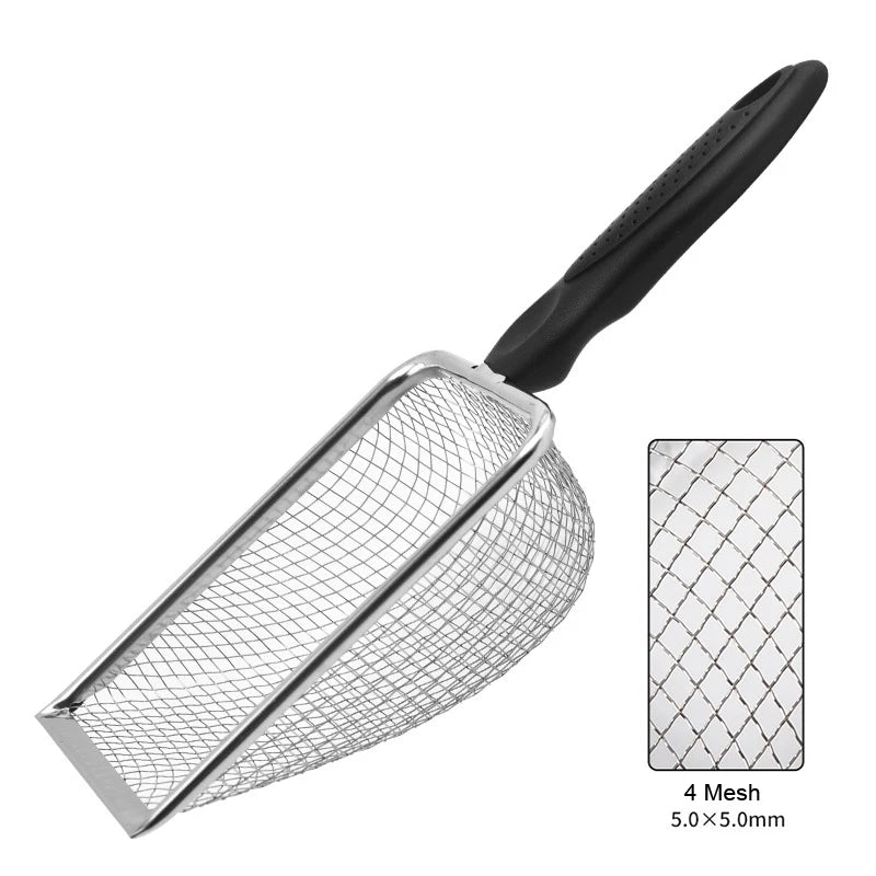 Stainless Steel Pet Feces Shovel With Mesh Screen For Terrariums