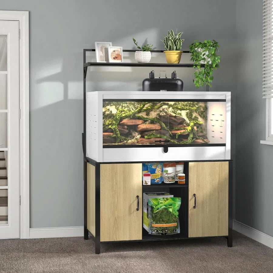 XMSJ Reptile Tank Stand Terrarium Cabinet For Accessories Storage