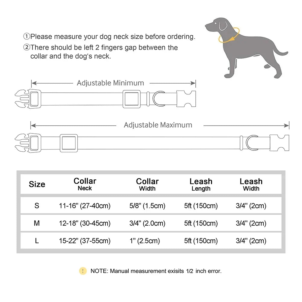 Pet Artist Nylon Custom Dog Collar Leash Set With Nameplate