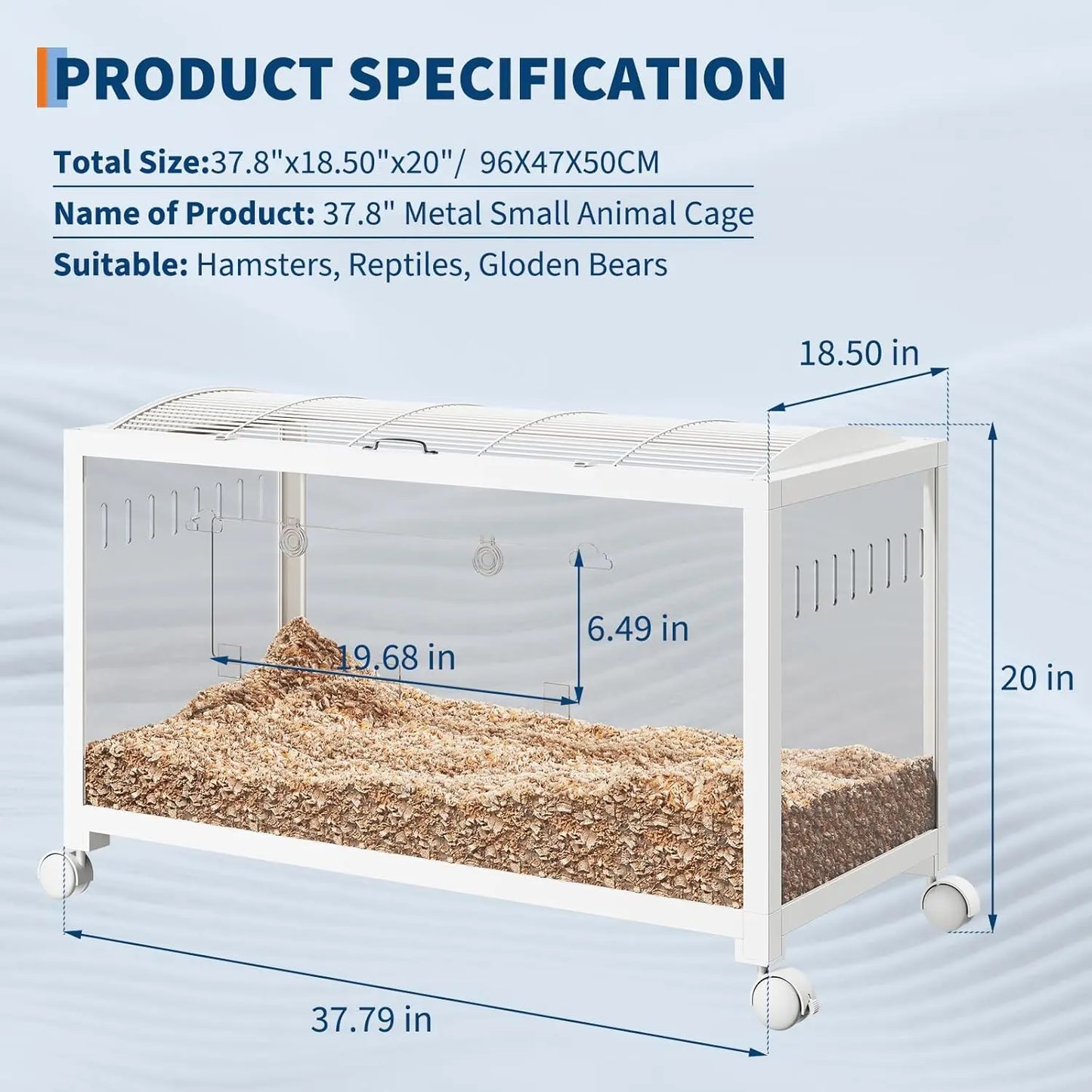 HiMISSCN Metal Rat Cage With Wheels PS Panels Ventilated