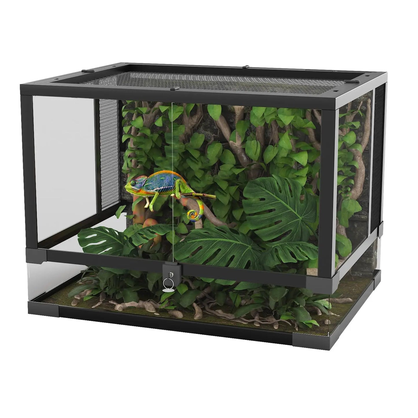 HiMISS Tempered Glass Reptile Terrarium Top With Screen Ventilation