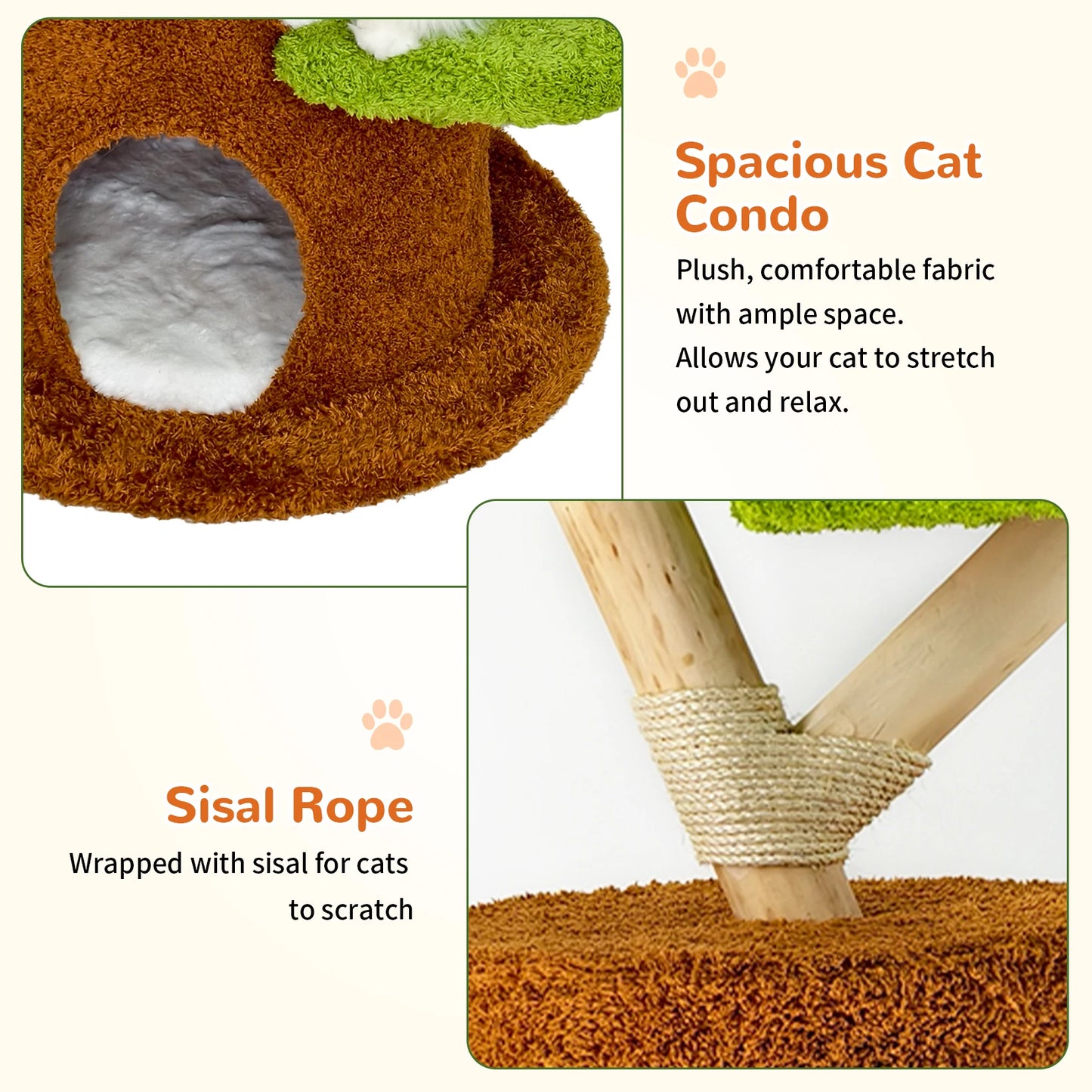 Bingopaw Indoor Cat Tree Tower With Luxury Condo Cushion