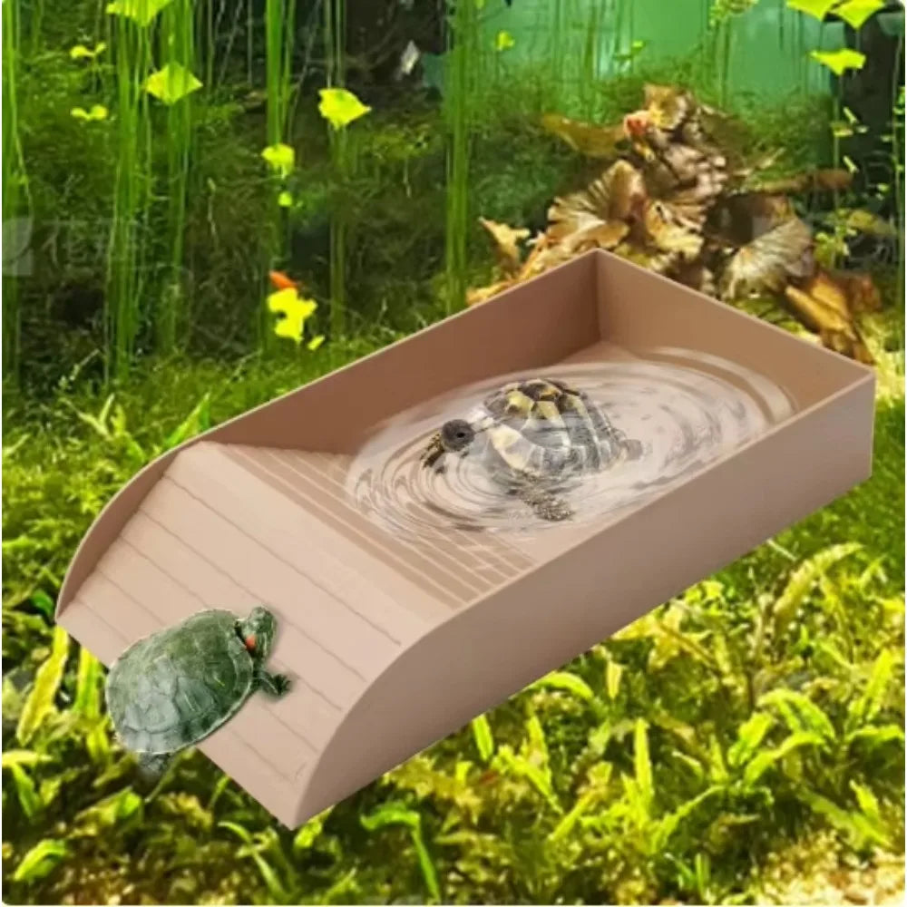 Turtle Bathing Pool Feeding Dish Reptile Water Bowl Habitat Accessory