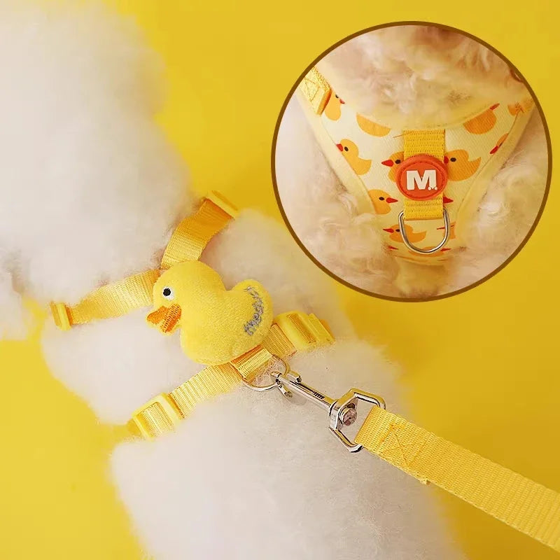 NONECN Cartoon Duck Dog Harness And Leash Set For Pets