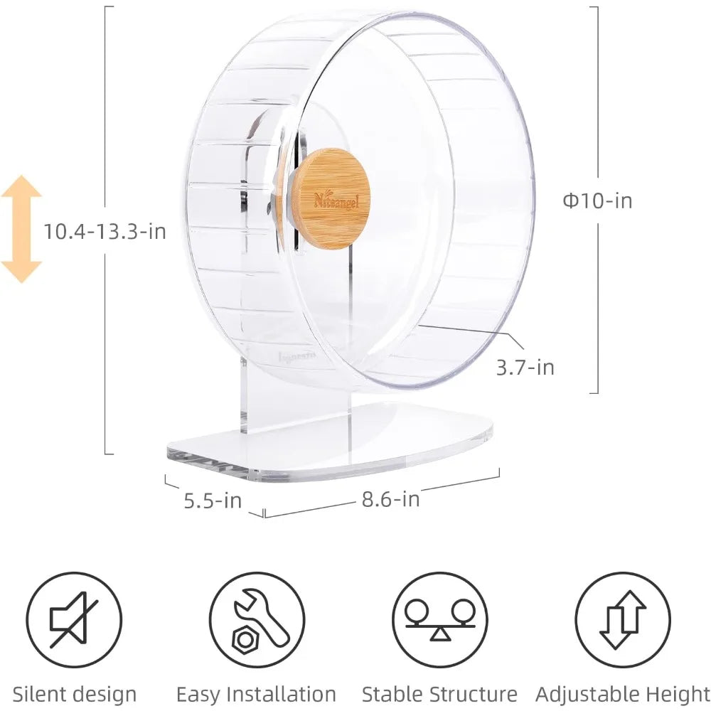 Super Silent Hamster Wheel Adjustable Quiet Running For Small Pets