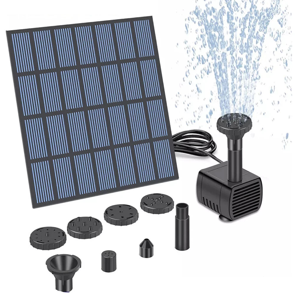 Solar Powered Fountain Pump Kit Nozzles for Bird Bath