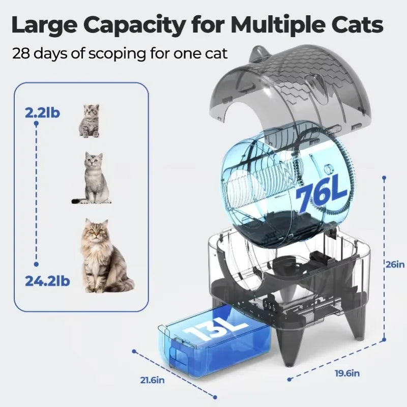 Lunapurr Automatic Self-Cleaning Cat Litter Box With App Odor Control